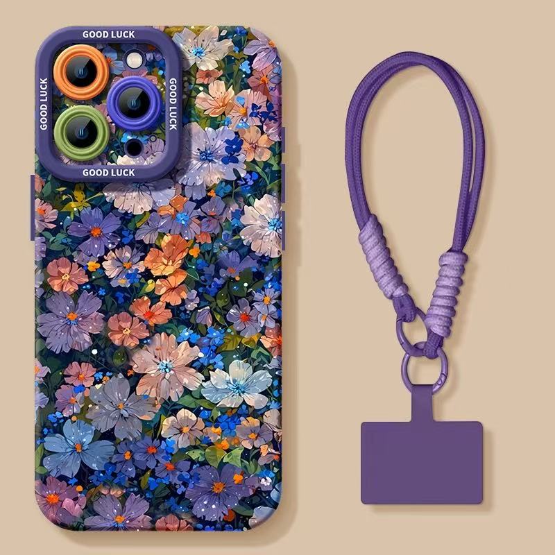 Flower Phone Case with Detachable Strap